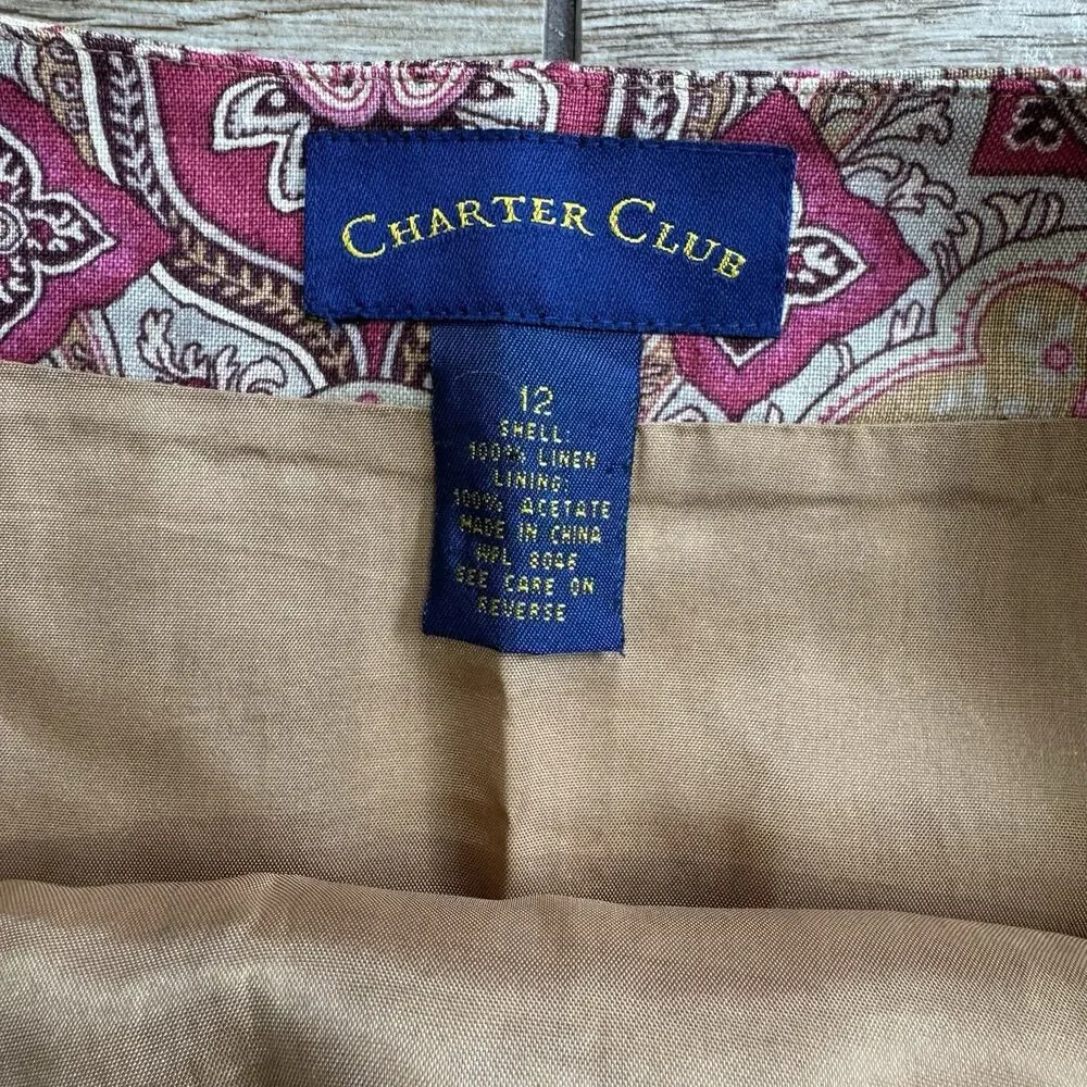 Charter Club Paisley Linen Wrap Skirt Size 12